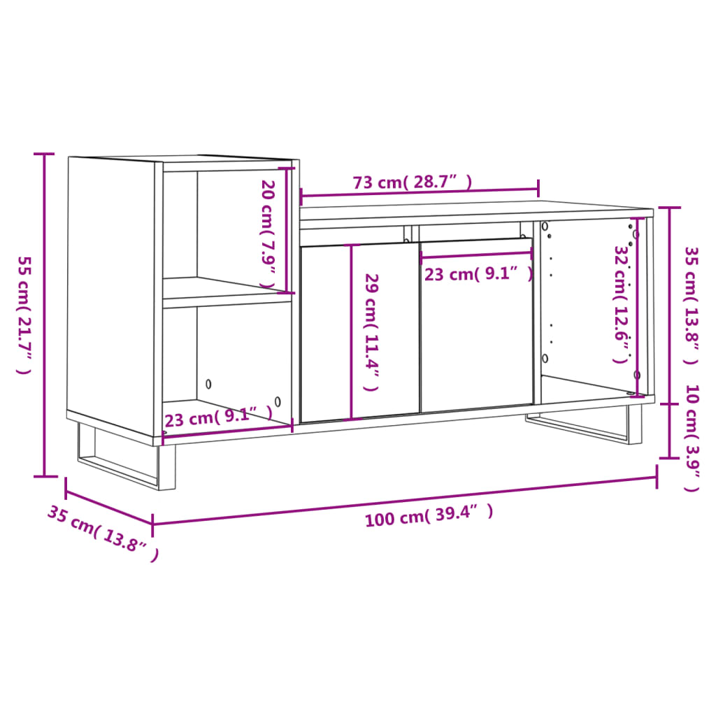 TV ormarić sjajni bijeli 100 x 35 x 55 cm od konstruiranog drva