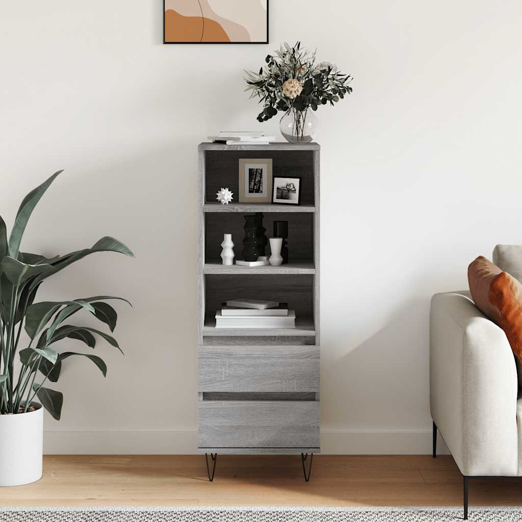 Visoka komoda boja hrasta 40x36x110 cm od konstruiranog drva Siva