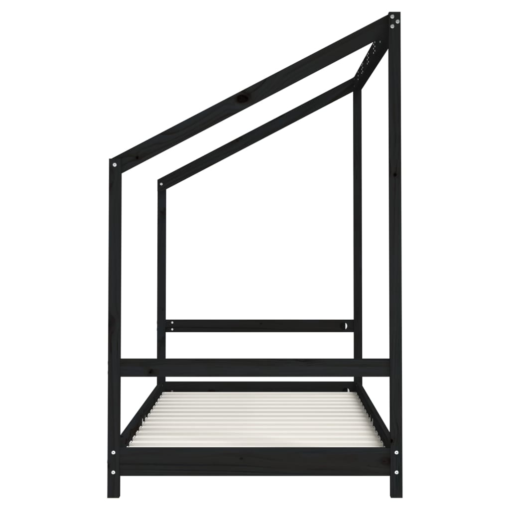Okvir za dječji krevet crni 90 x 190 cm od masivne borovine