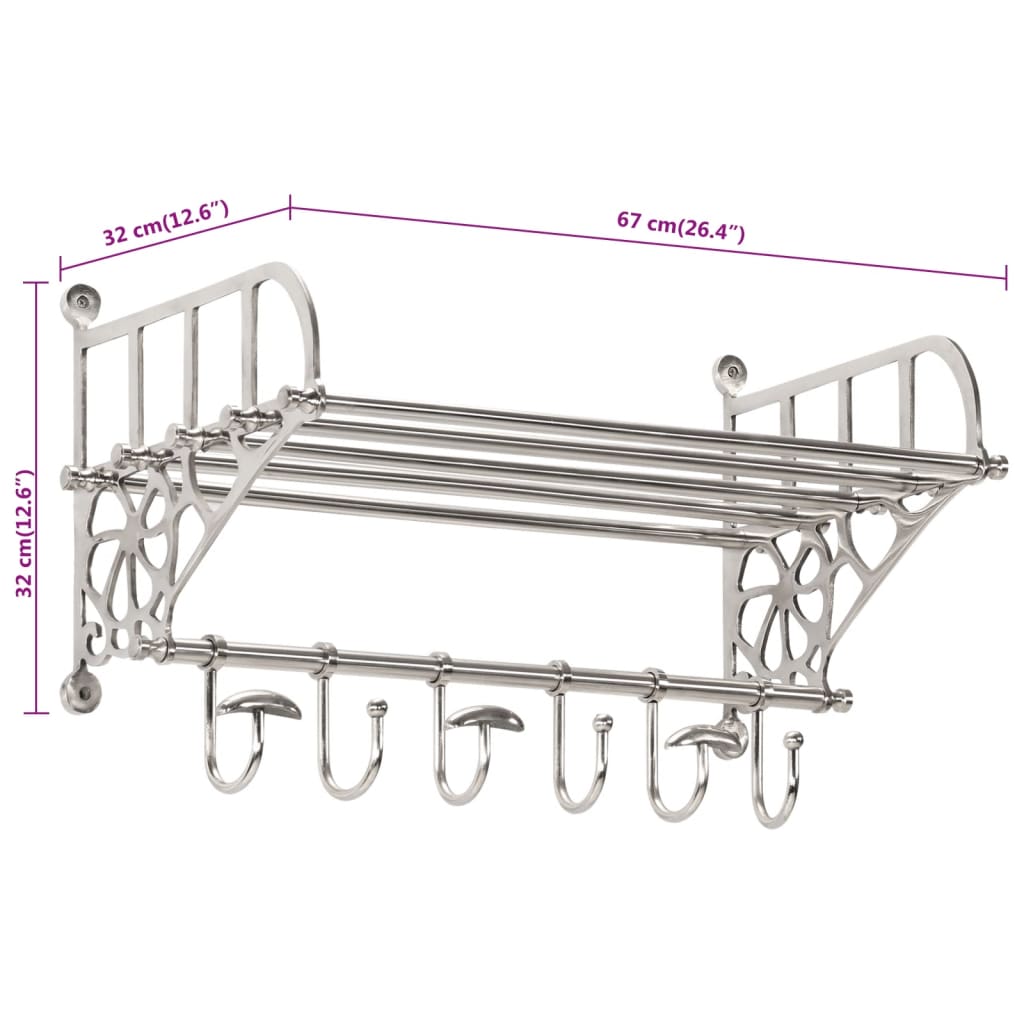 Stalak za prtljagu s vješalicama ogledalom aluminijski Srebrna 67 x 32 x 32 cm