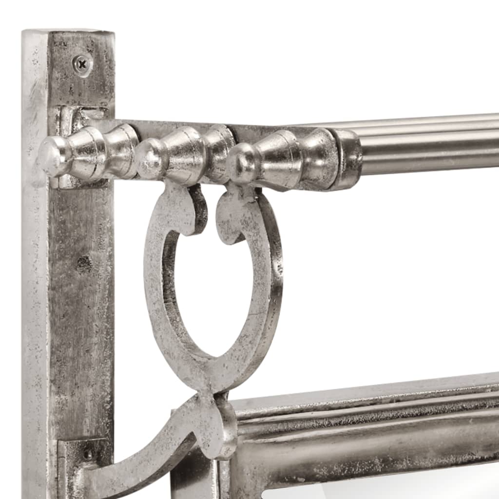 Stalak za prtljagu s vješalicama ogledalom aluminijski Srebrna