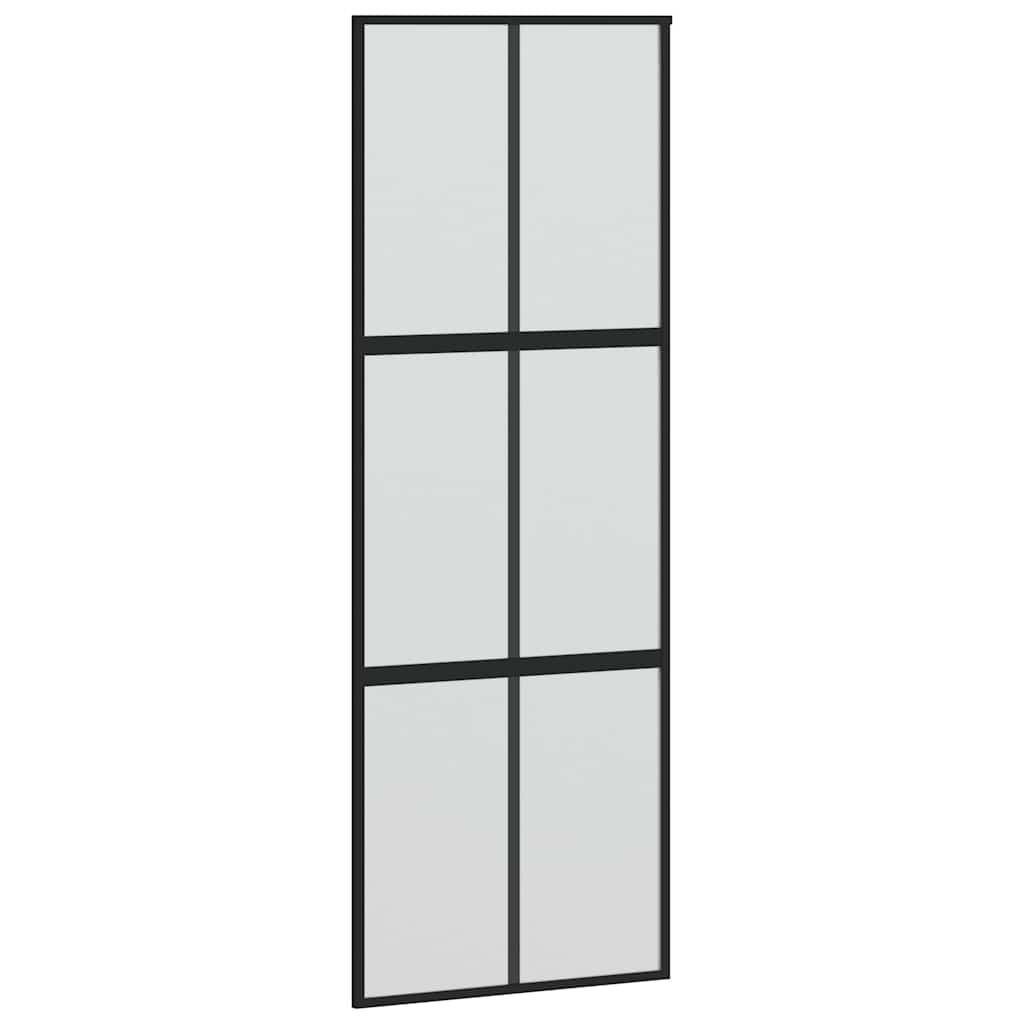 Klizna vrata crna 90 x 205 cm od kaljenog stakla i aluminija