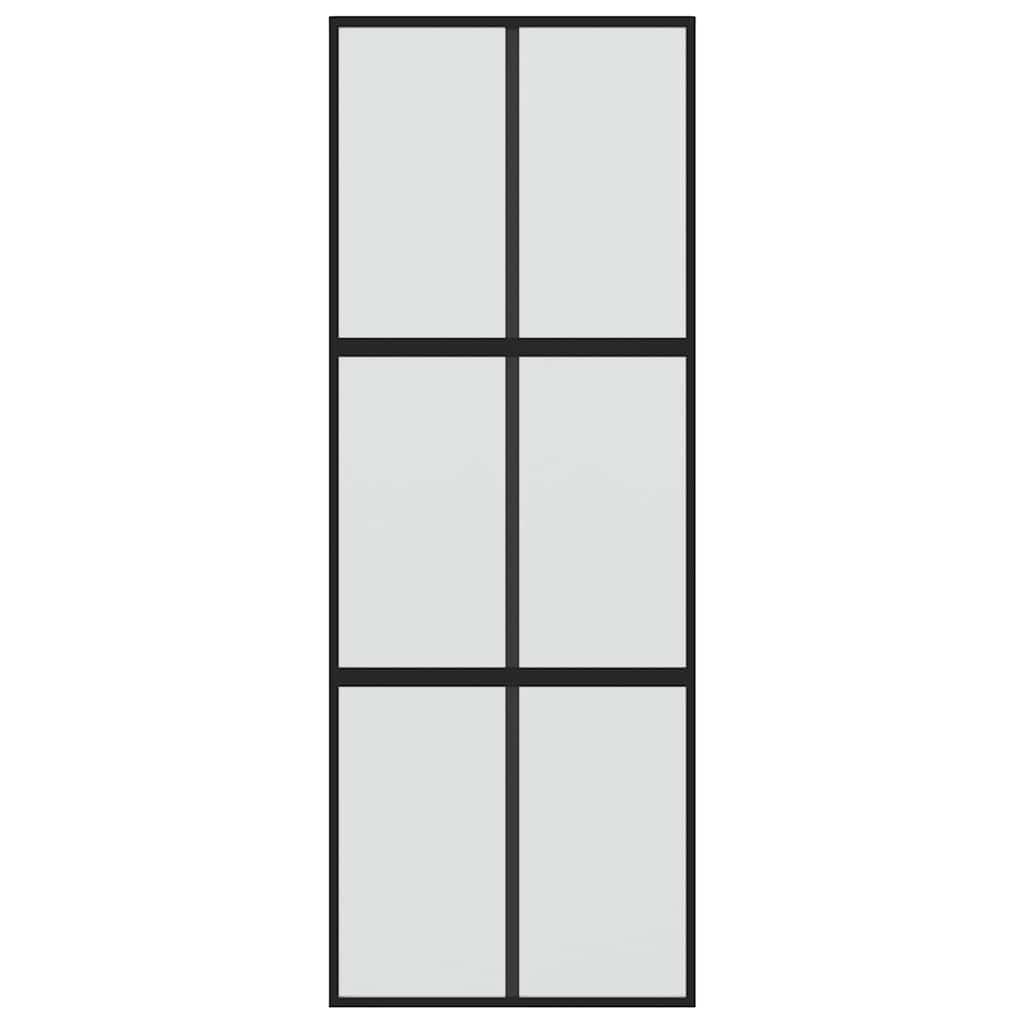 Klizna vrata crna 90 x 205 cm od kaljenog stakla i aluminija