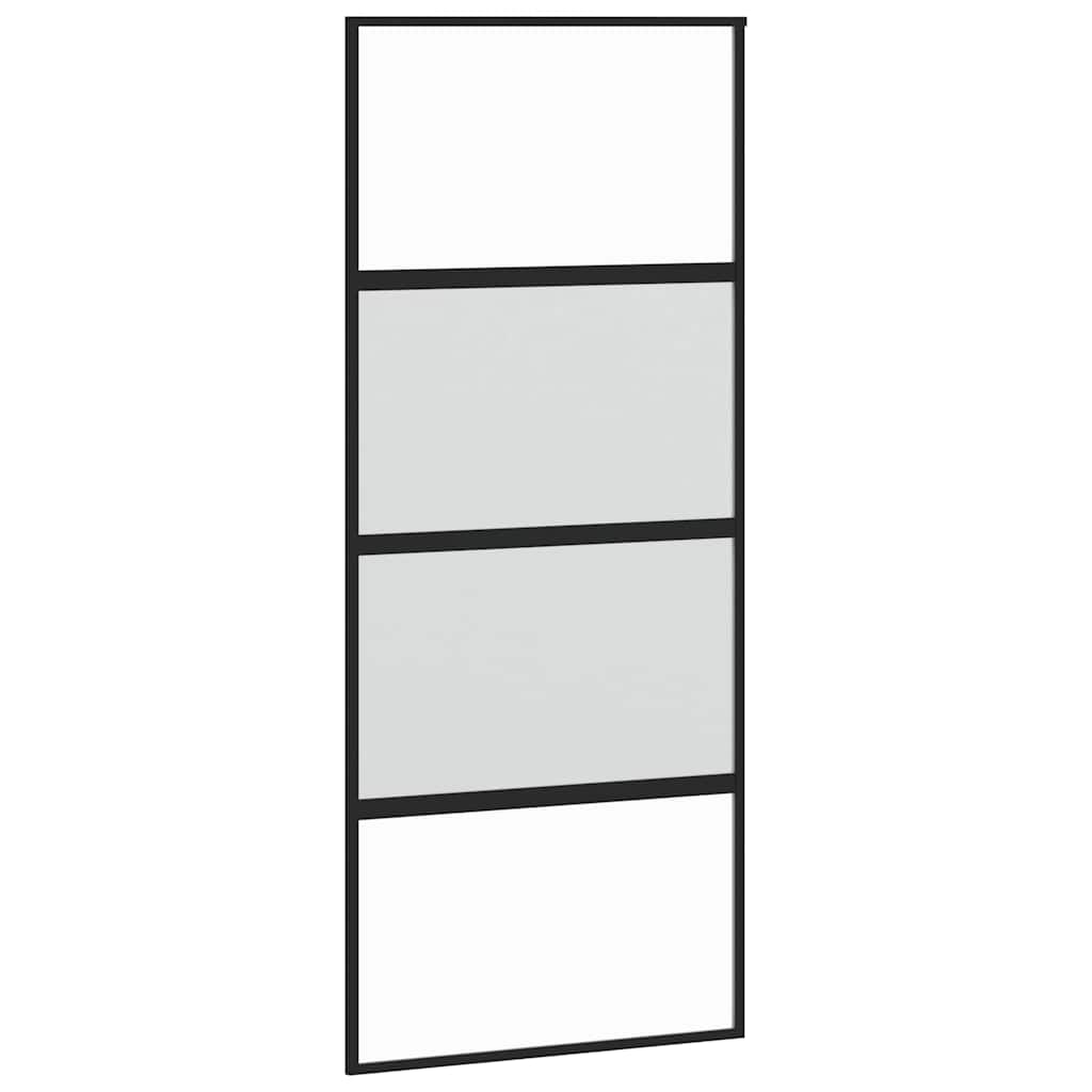 Klizna vrata crna 90 x 205 cm od kaljenog stakla i aluminija