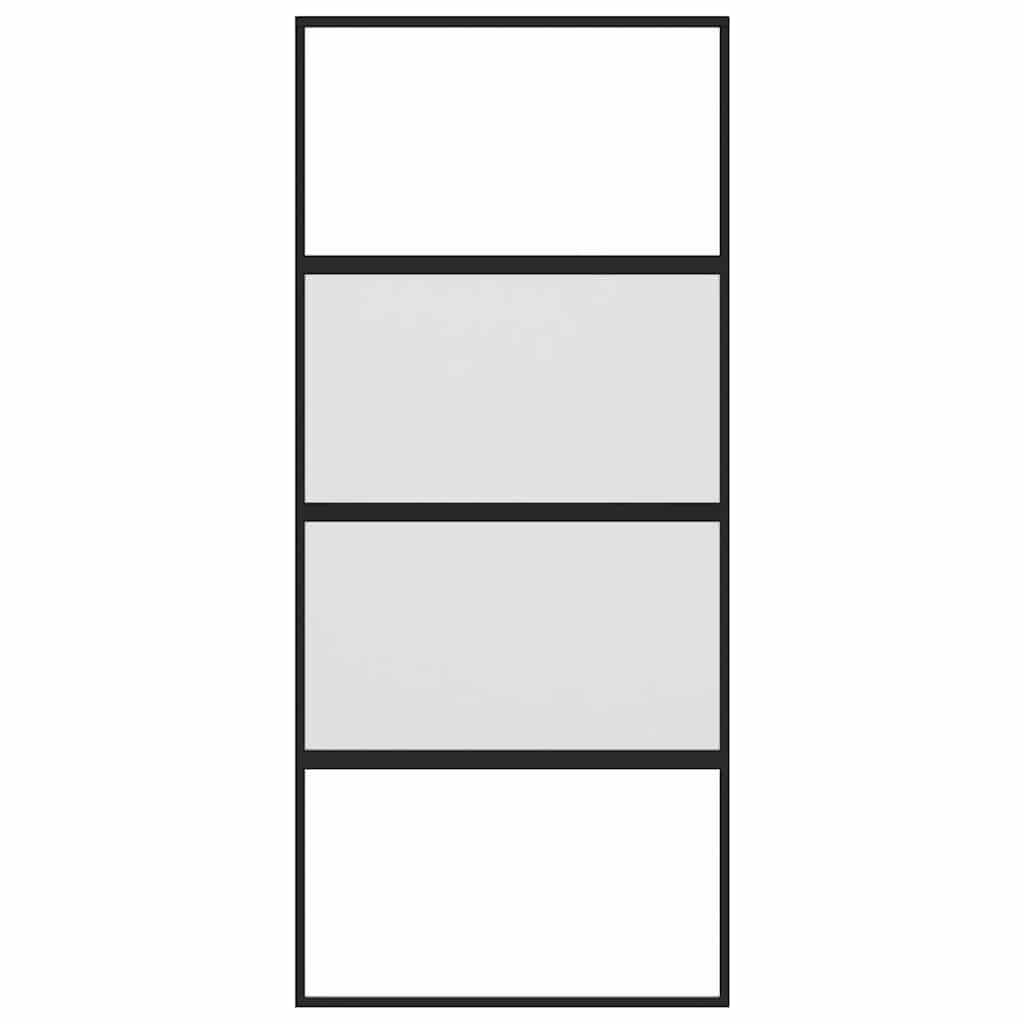 Klizna vrata crna 90 x 205 cm od kaljenog stakla i aluminija