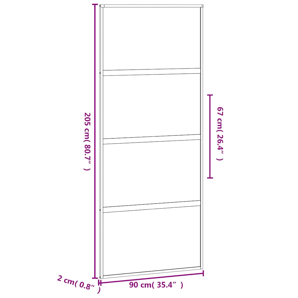Klizna vrata crna 90 x 205 cm od kaljenog stakla i aluminija