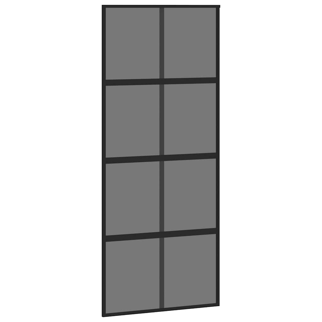 Klizna vrata crna 90 x 205 cm od kaljenog stakla i aluminija