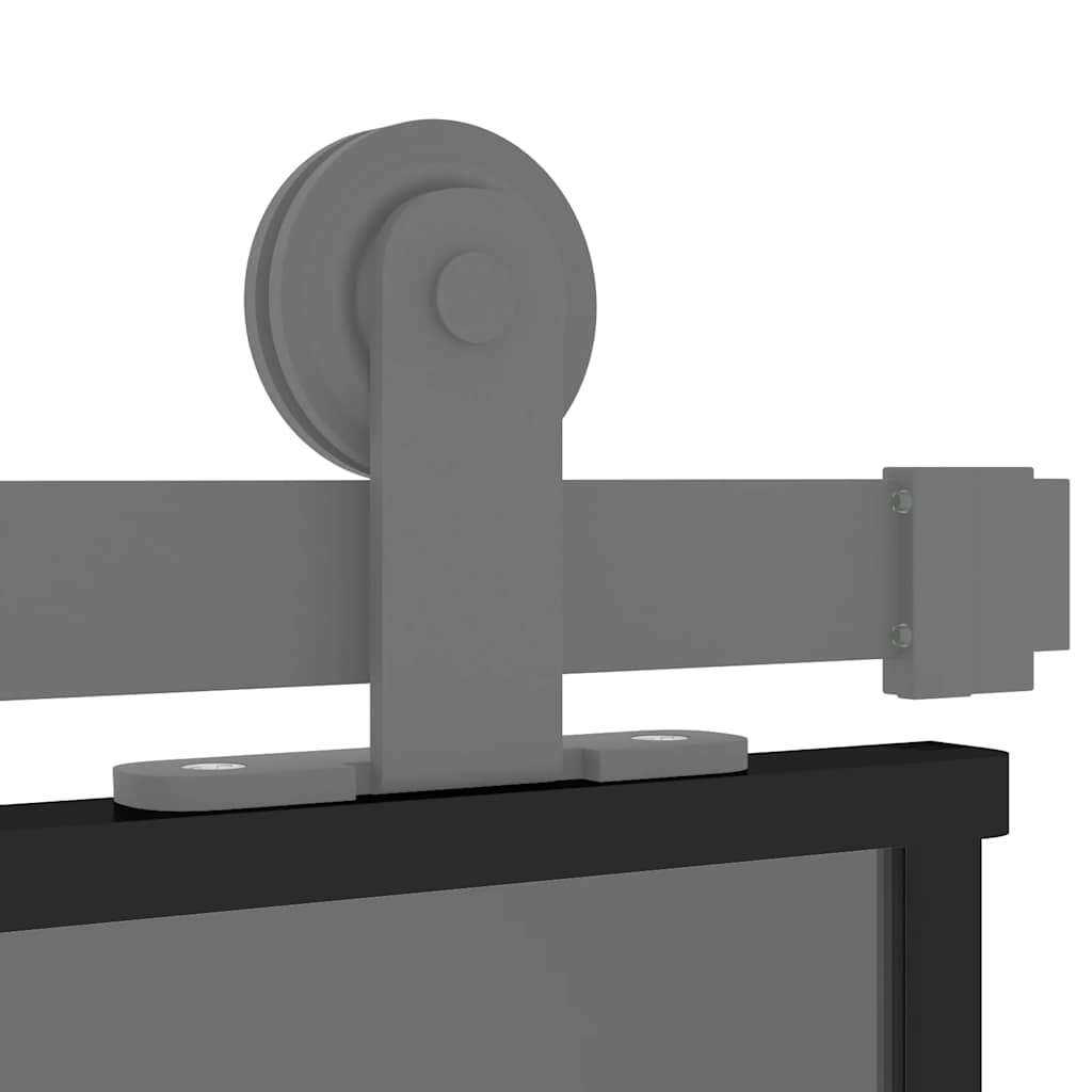 Klizna vrata crna 90 x 205 cm od kaljenog stakla i aluminija