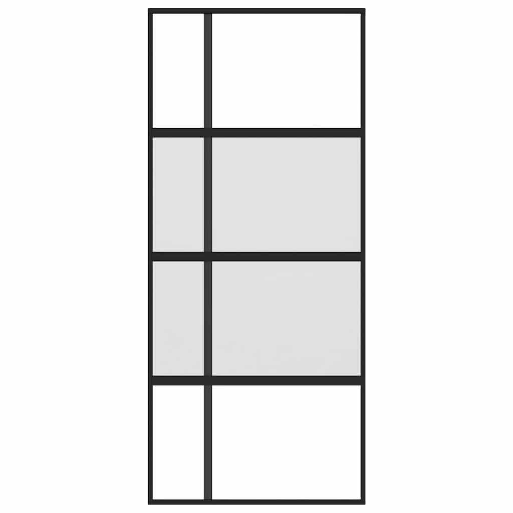 Klizna vrata crna 90 x 205 cm od kaljenog stakla i aluminija