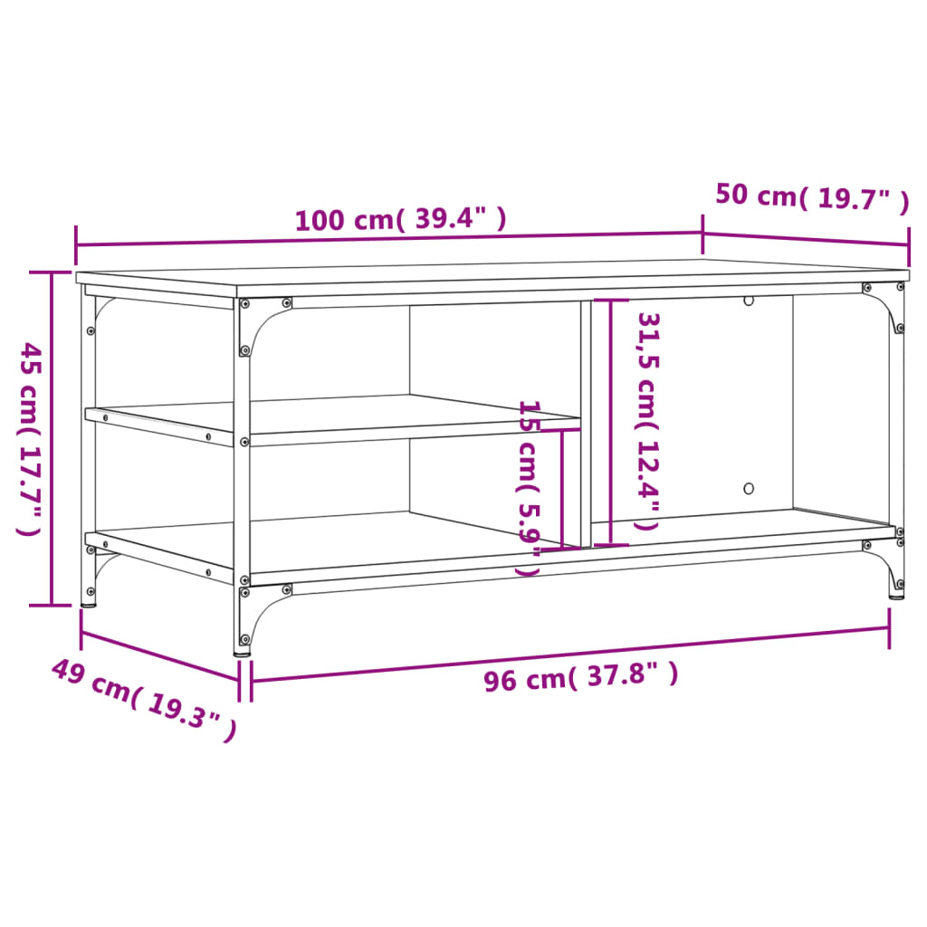 Stolić za kavu crni 100 x 50 x 45 cm od konstruiranog drva