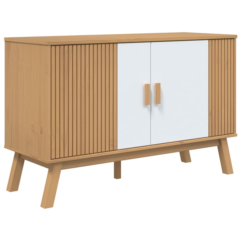 Komoda OLDEN bijelo-smeđa 114x43x73,5 cm od masivne borovine Bijela