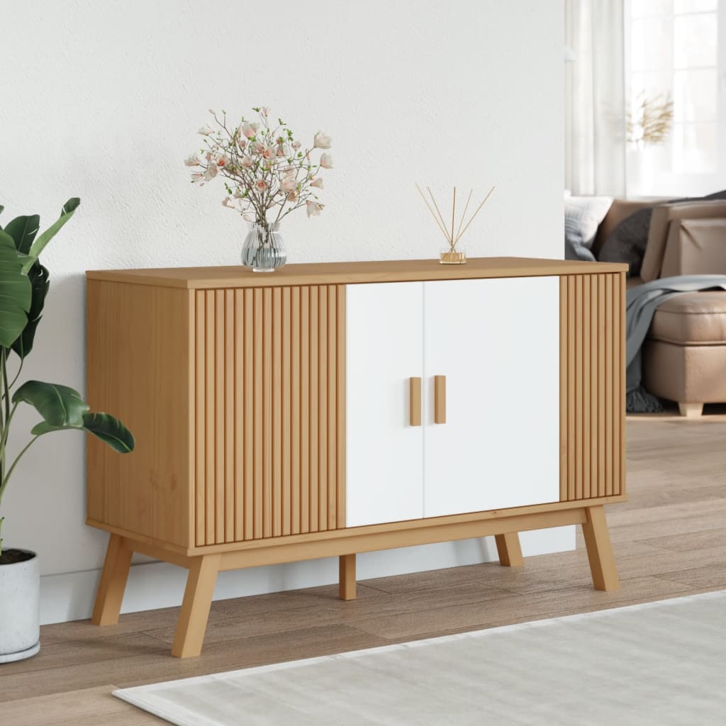 Komoda OLDEN bijelo-smeđa 114x43x73,5 cm od masivne borovine Bijela