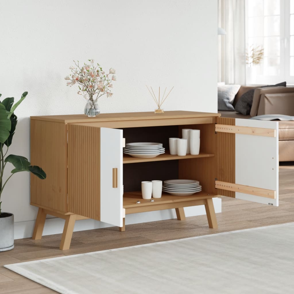 Komoda OLDEN bijelo-smeđa 114x43x73,5 cm od masivne borovine Bijela