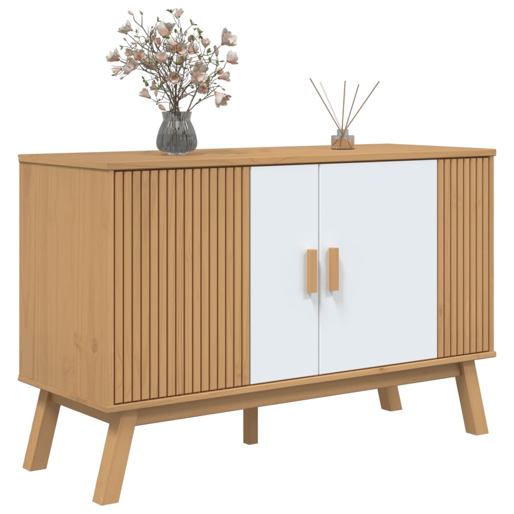 Komoda OLDEN bijelo-smeđa 114x43x73,5 cm od masivne borovine Bijela
