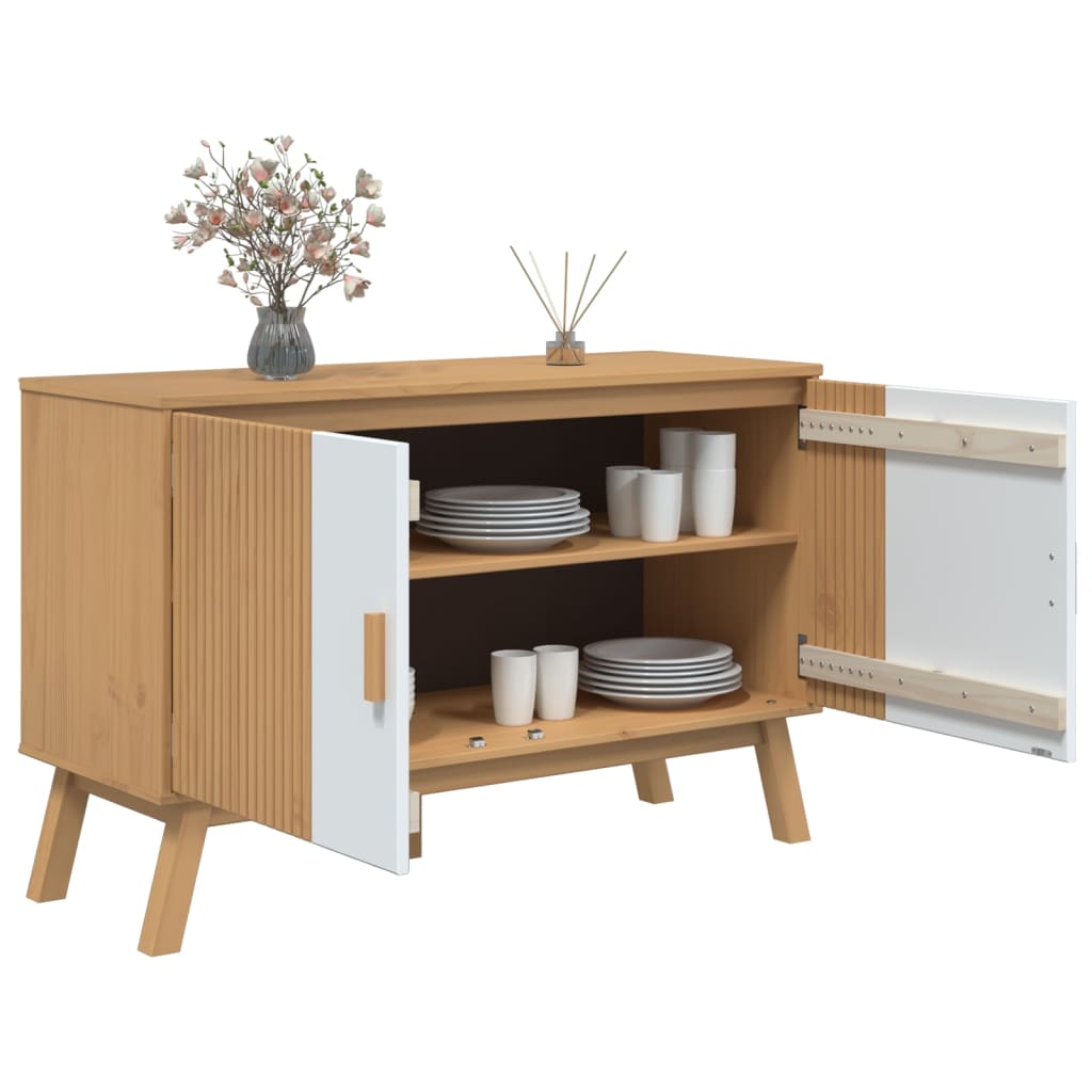 Komoda OLDEN bijelo-smeđa 114x43x73,5 cm od masivne borovine Bijela