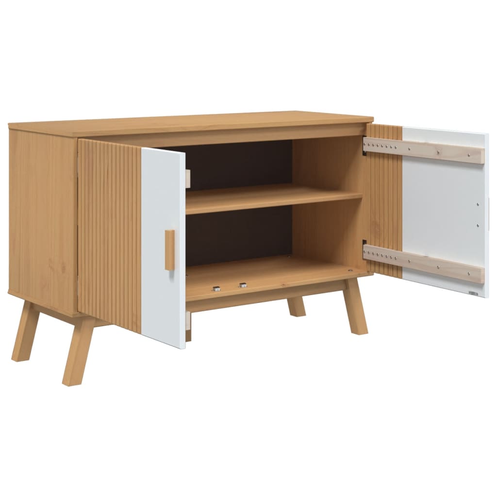 Komoda OLDEN bijelo-smeđa 114x43x73,5 cm od masivne borovine Bijela