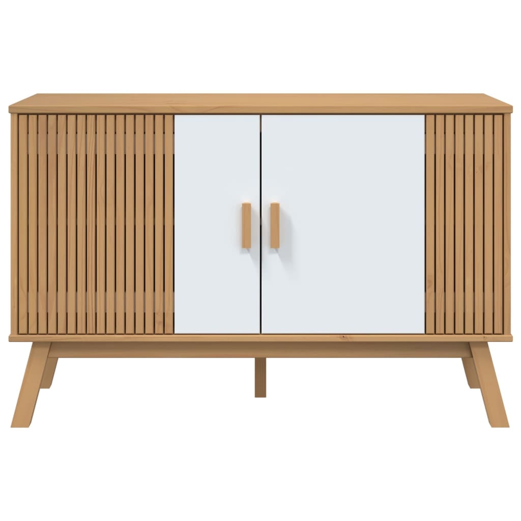 Komoda OLDEN bijelo-smeđa 114x43x73,5 cm od masivne borovine Bijela