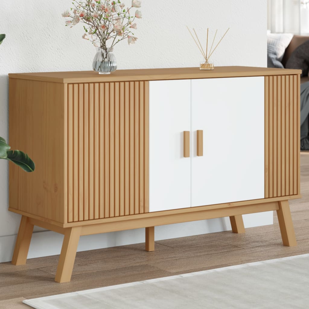 Komoda OLDEN bijelo-smeđa 114x43x73,5 cm od masivne borovine Bijela