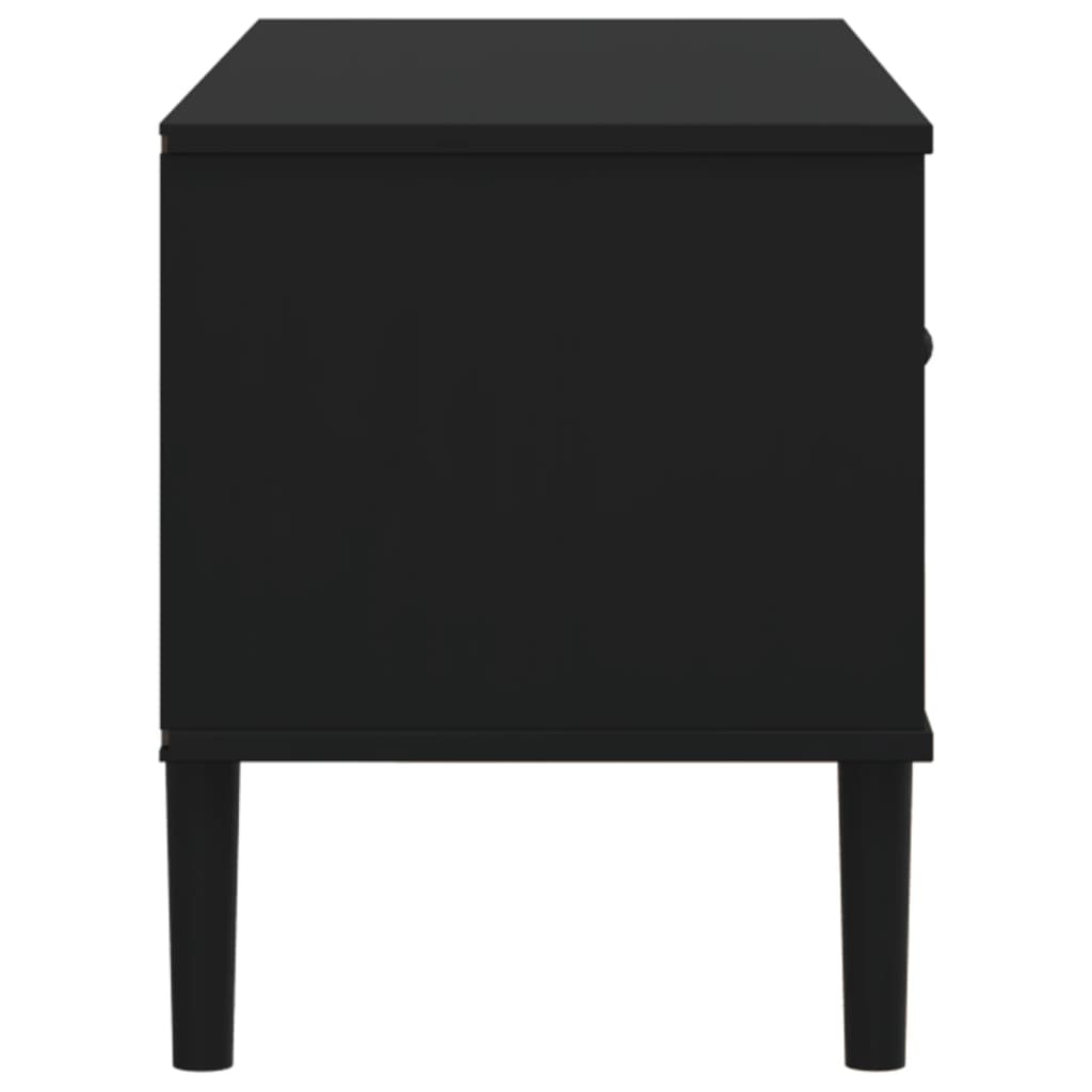 TV ormarić SENJA izgled ratana crni 106x40x49 cm od borovine