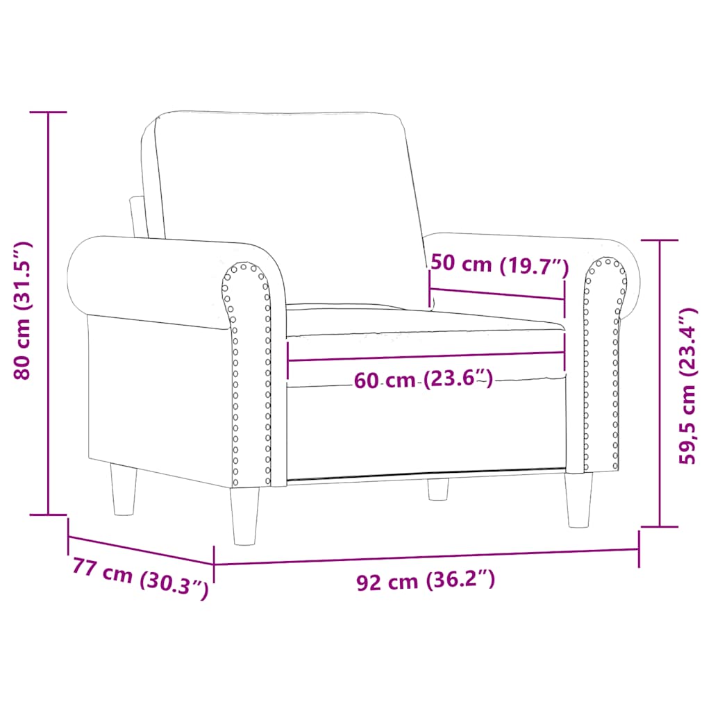 Fotelja krem 60 cm od umjetne kože