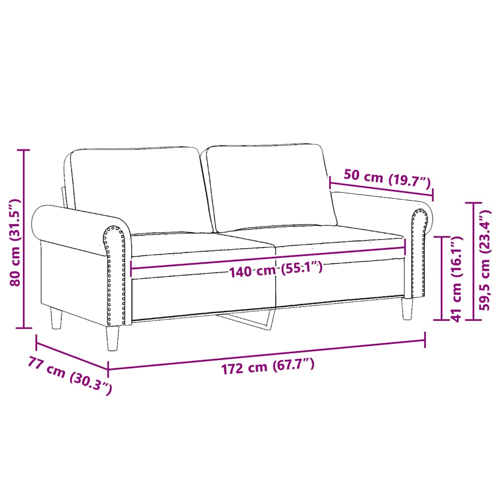 Dvosjed crni 140 cm baršunasti