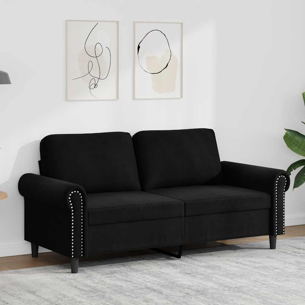 Dvosjed crni 140 cm baršunasti