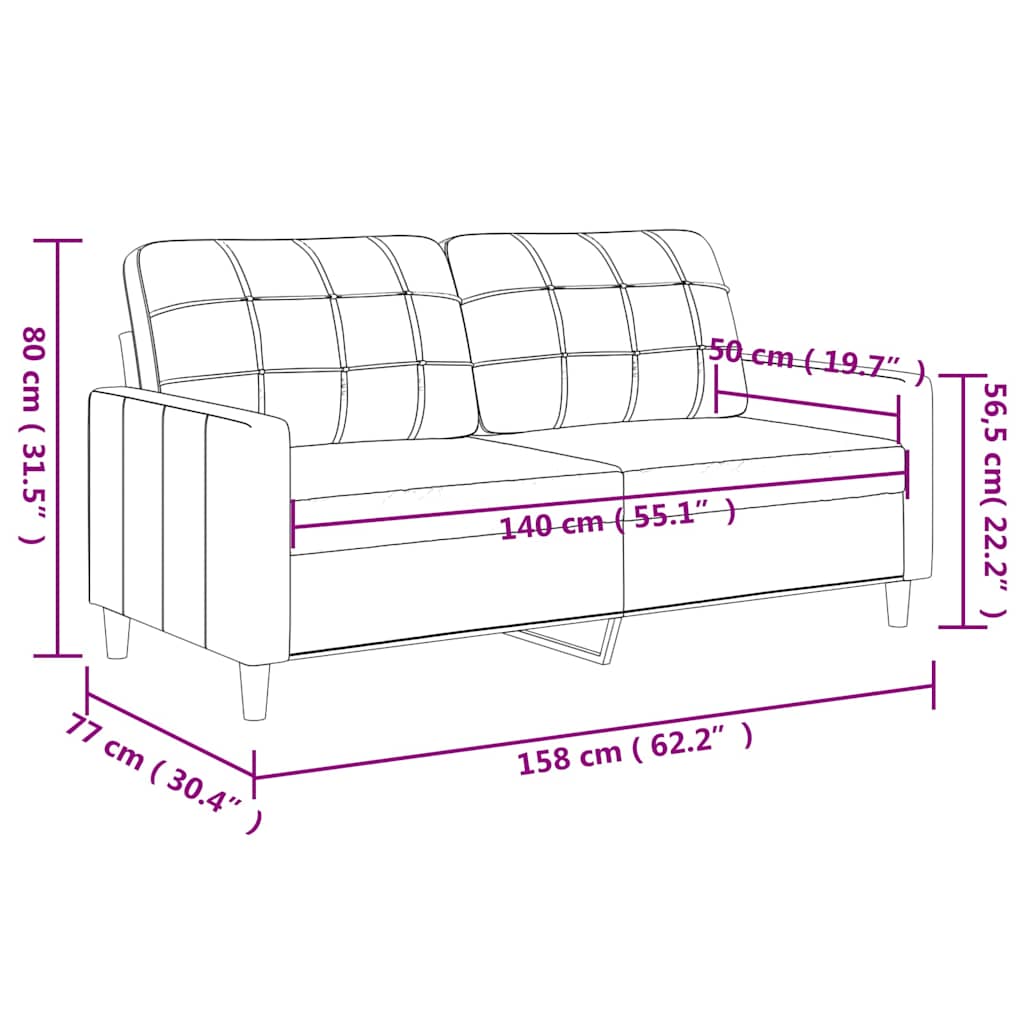 Dvosjed od tkanine crni 140 cm Crna