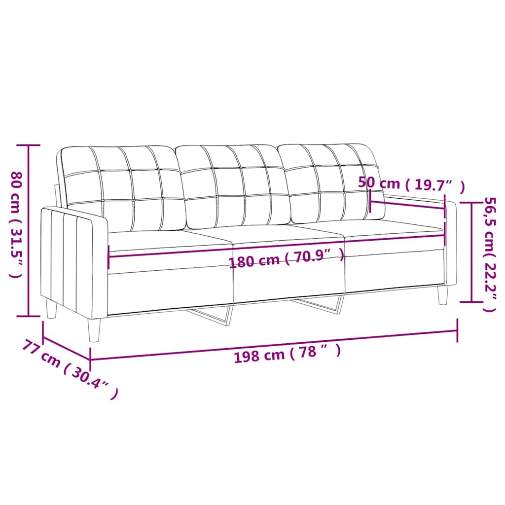 Trosjed od tkanine Smeđe-siva 180 cm