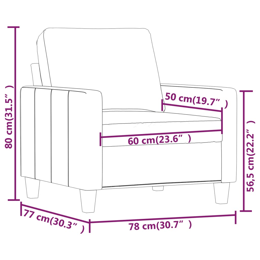 Fotelja krem 60 cm od umjetne kože