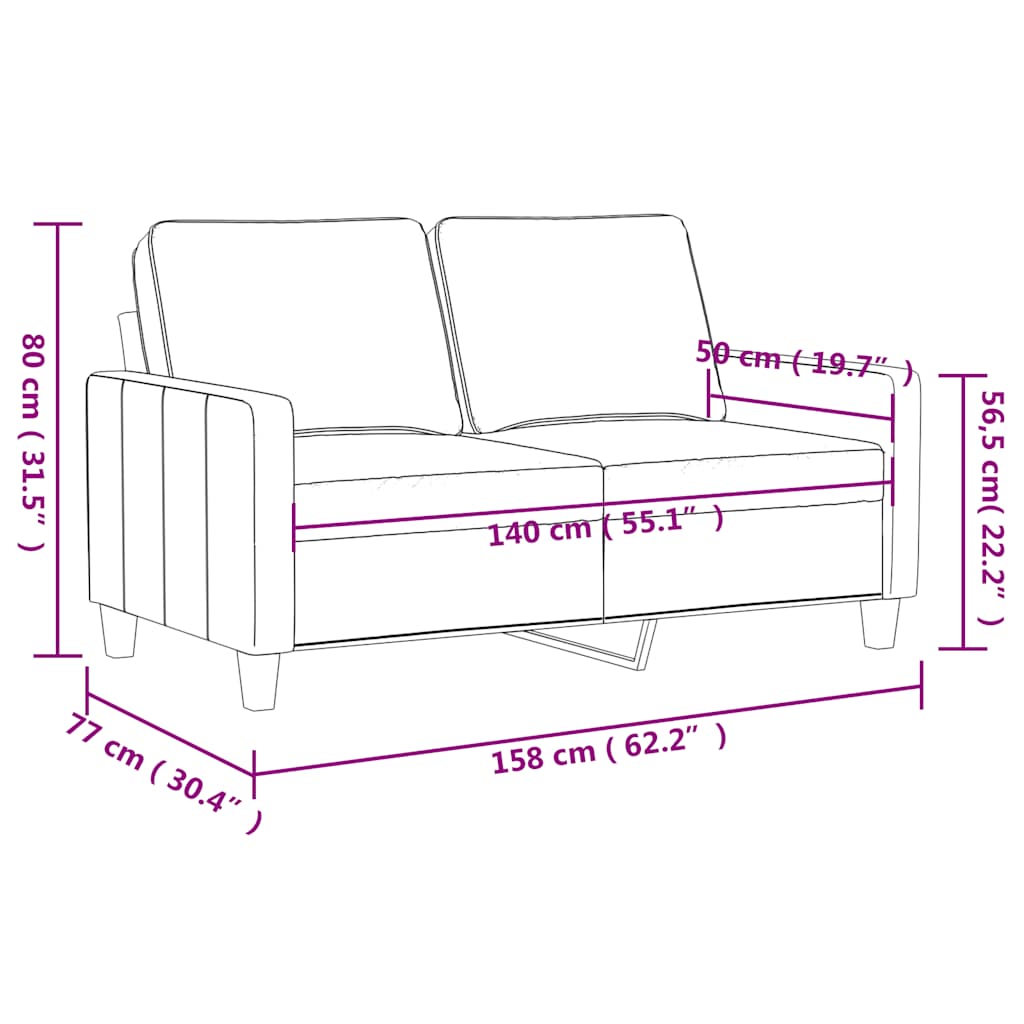 Dvosjed plavi 140 cm baršunasti Plava