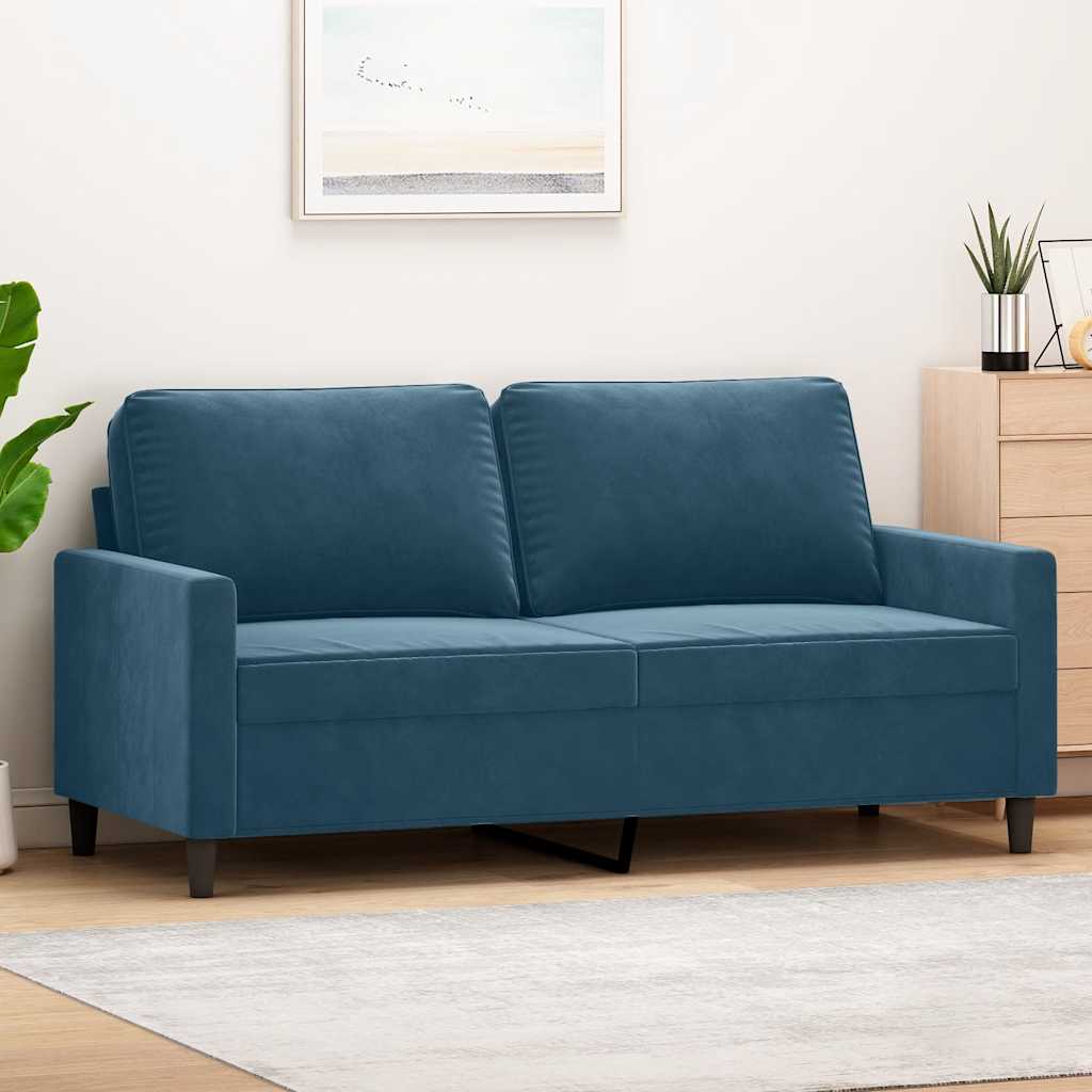 Dvosjed plavi 140 cm baršunasti Plava