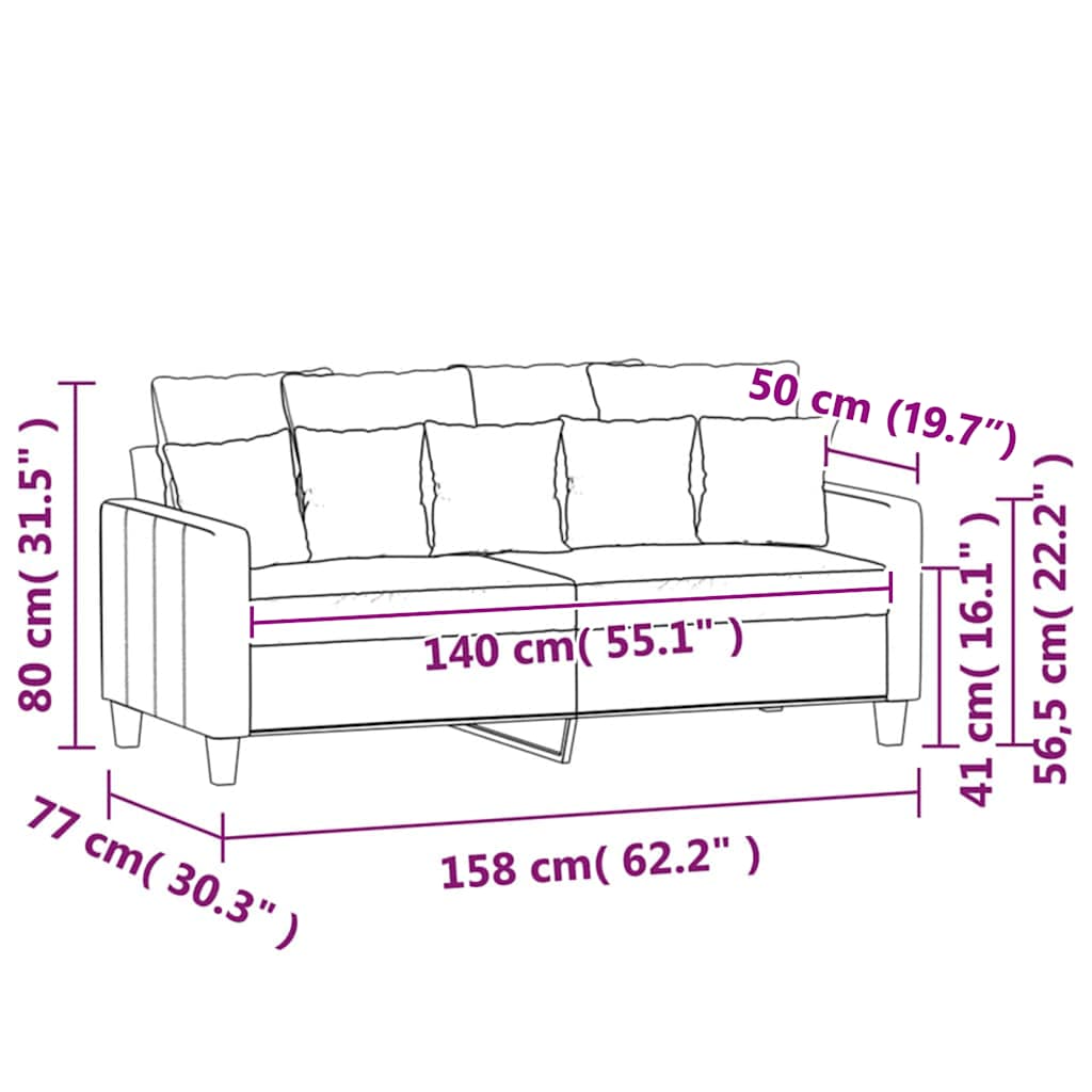 Dvosjed crni 140 cm baršunasti