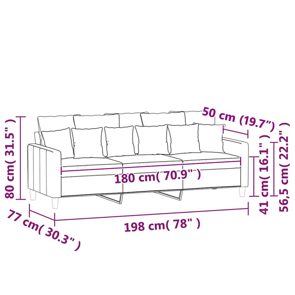 Trosjed od tkanine Plava 180 cm baršunasti