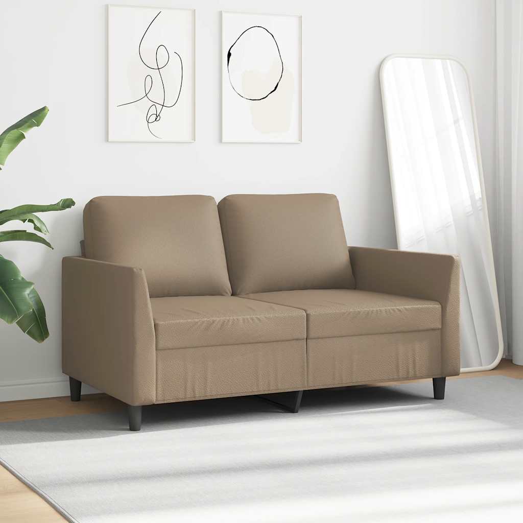 Dvosjed od tkanine boja cappuccina 120 cm od umjetne kože Smeđa