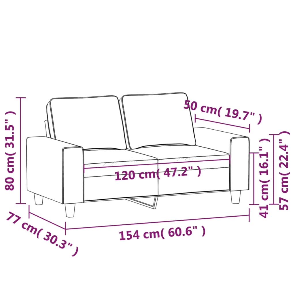 Dvosjed od tkanine svjetložuti 120 cm Žuta