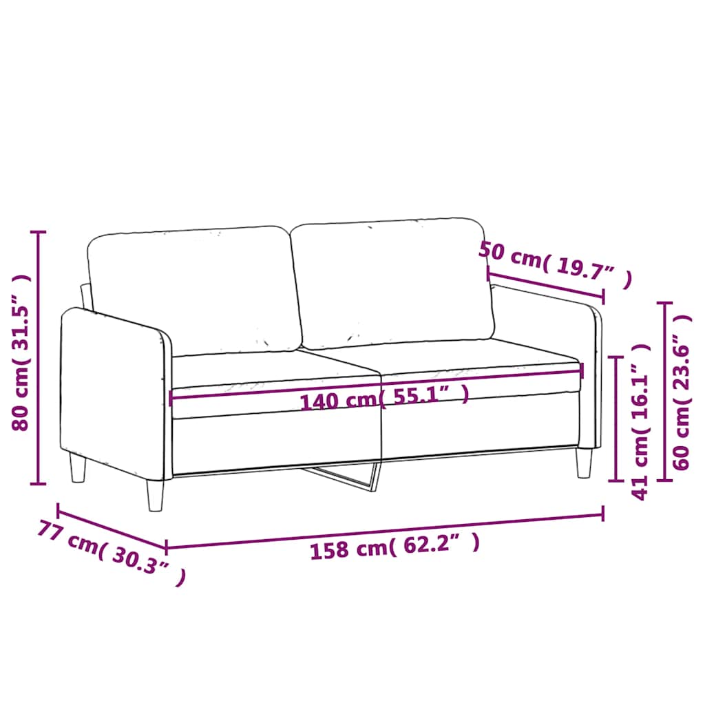 Dvosjed crni 140 cm baršunasti