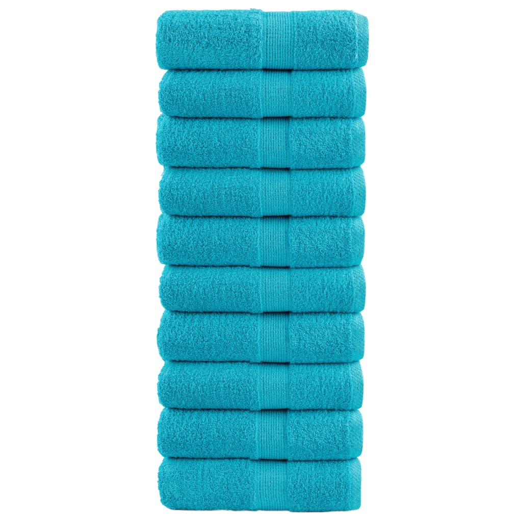 Premium ručnici za goste SOLUND 10 kom. tirkizne boje 30x50 cm 600 g/m²