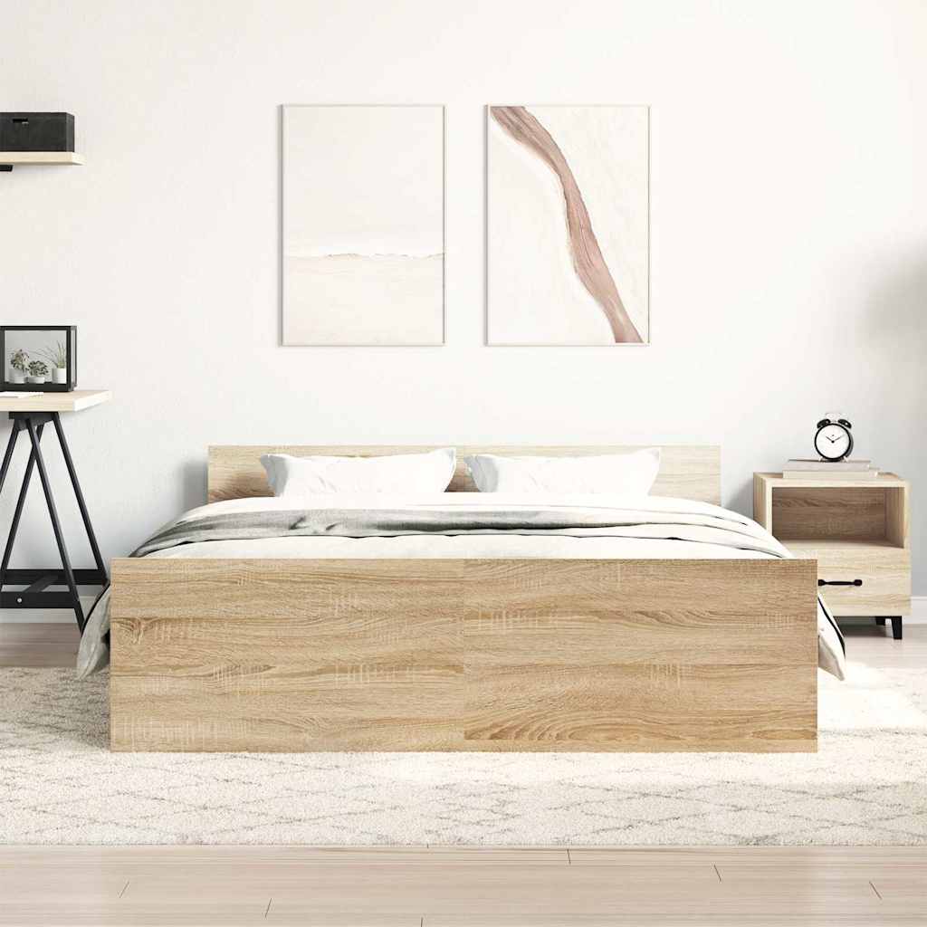 Okvir kreveta s uzglavljem i podnožjem boja hrasta 120x200 cm