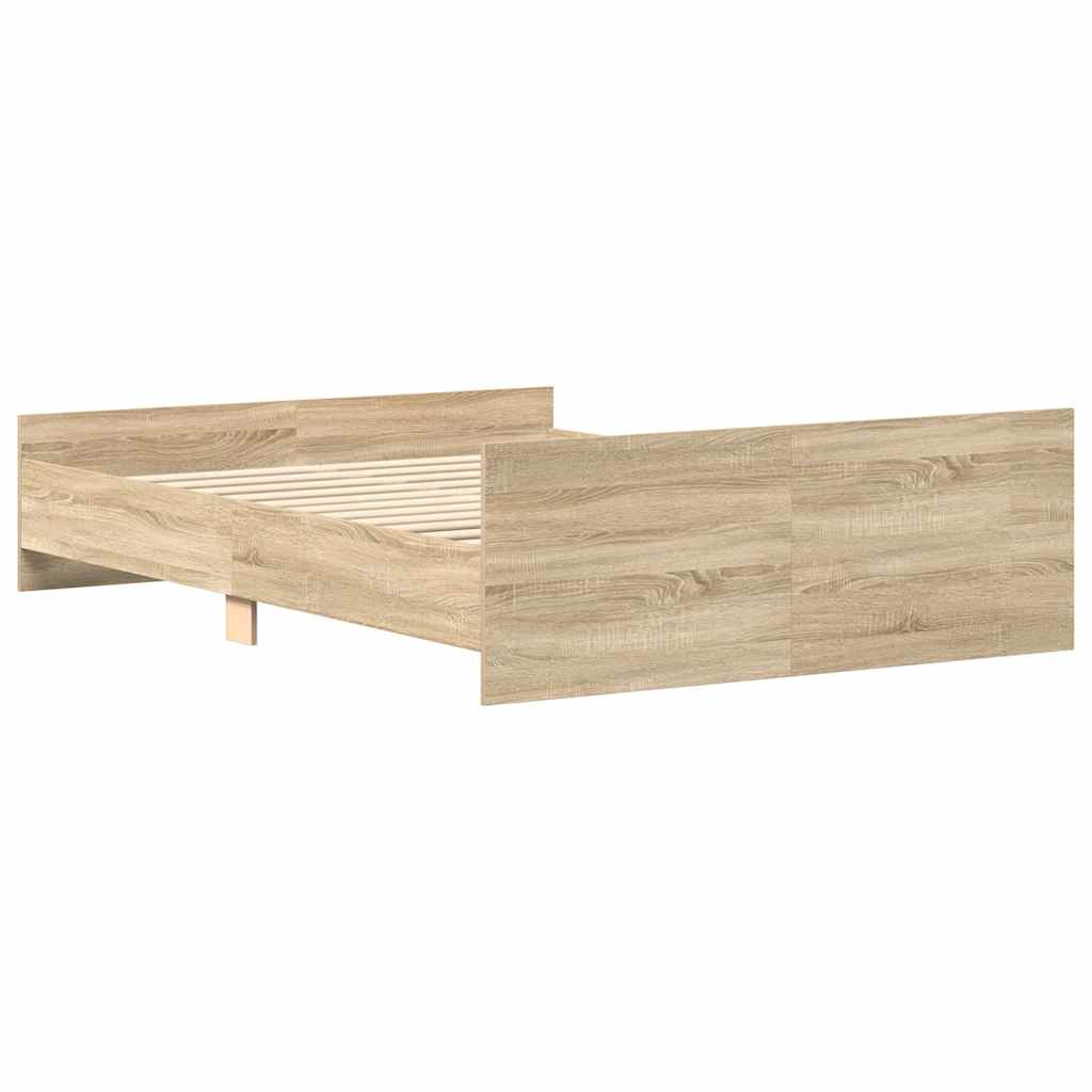 Okvir kreveta s uzglavljem i podnožjem boja hrasta 120x200 cm
