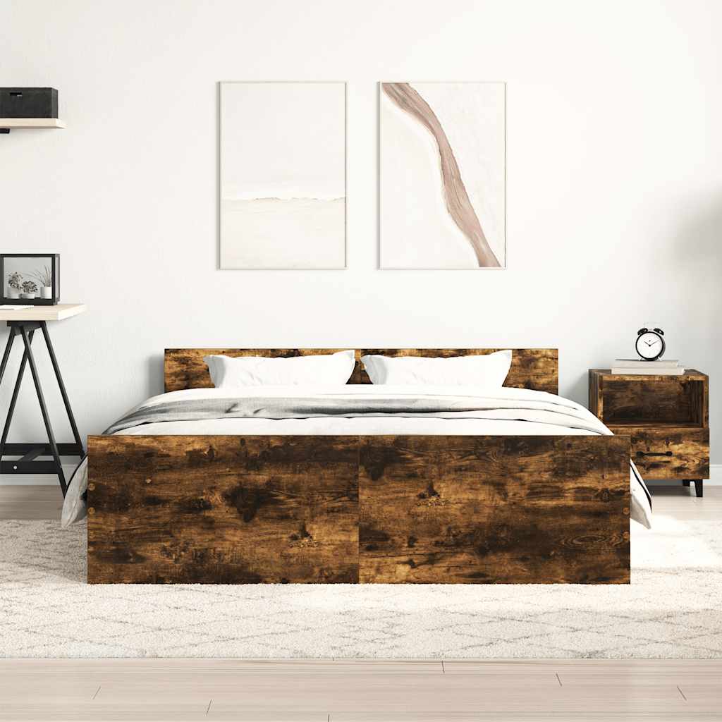 Okvir kreveta s uzglavljem i podnožjem boja hrasta 120x200 cm