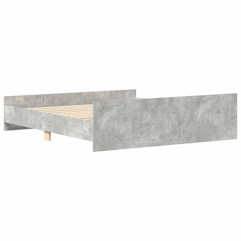 Okvir kreveta s uzglavljem i podnožjem boja betona 160x200 cm