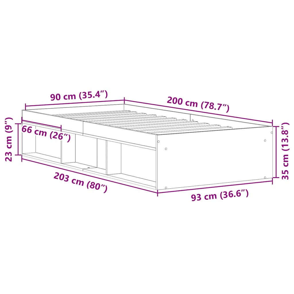 Okvir kreveta boja smeđeg hrasta 90 x 200 cm