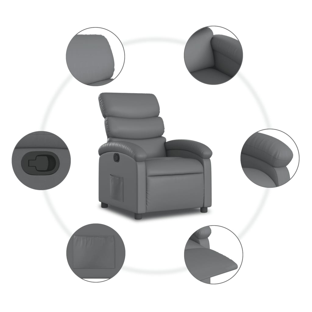 Naslonjač sivi, umjetna koža