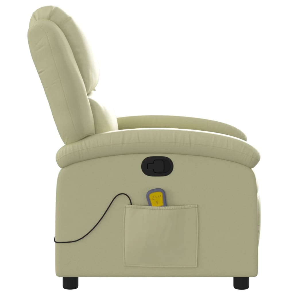 Masažna fotelja od prave kože krem boje