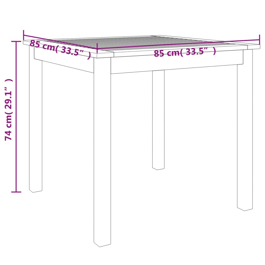 5-dijelni vrtni blagovaonski set od masivnog bagremovog drva Smeđa Dužina stola 85 cm
