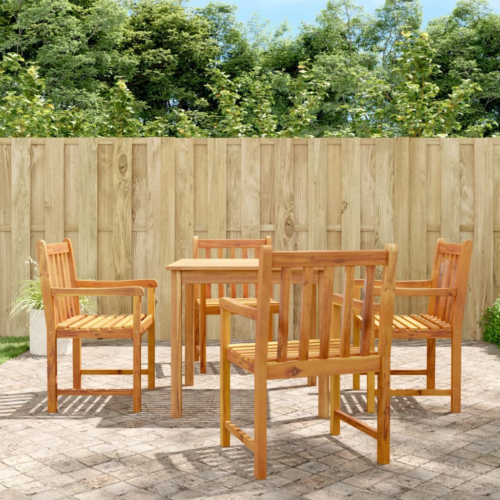 5-dijelni vrtni blagovaonski set od masivnog bagremovog drva Smeđa Dužina stola 85 cm