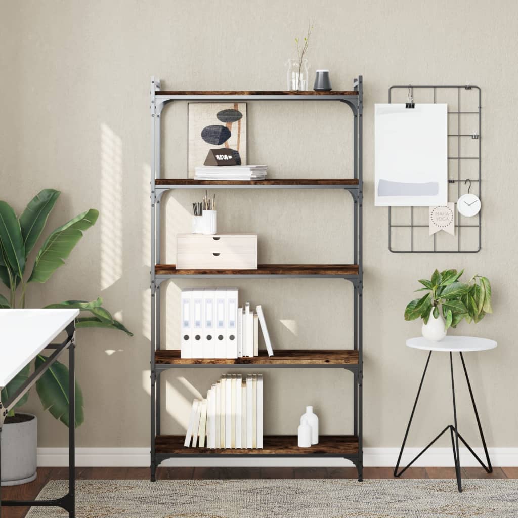 Regal za knjige s 5 razina boja hrasta 80 x 30 x 154 cm drveni