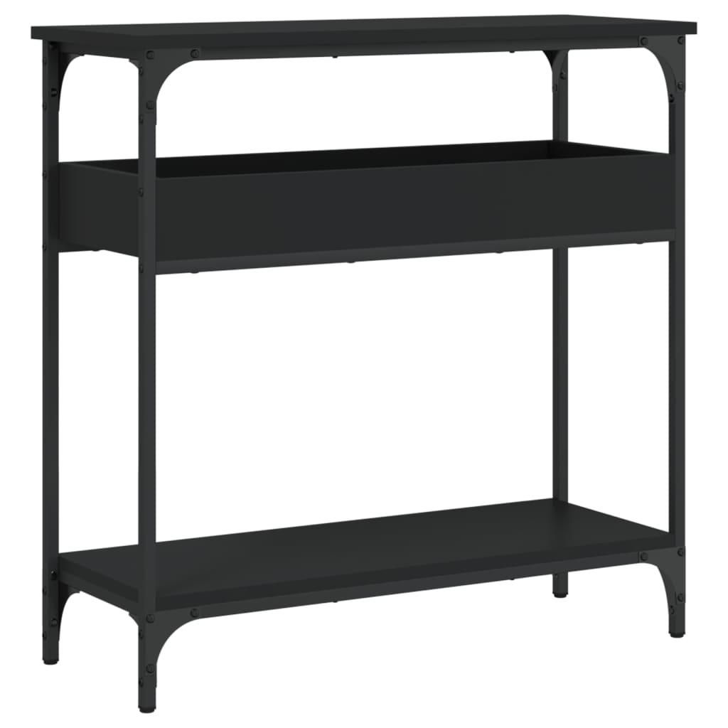 Konzolni stol s policama crni 75x29x75 cm od konstruiranog drva