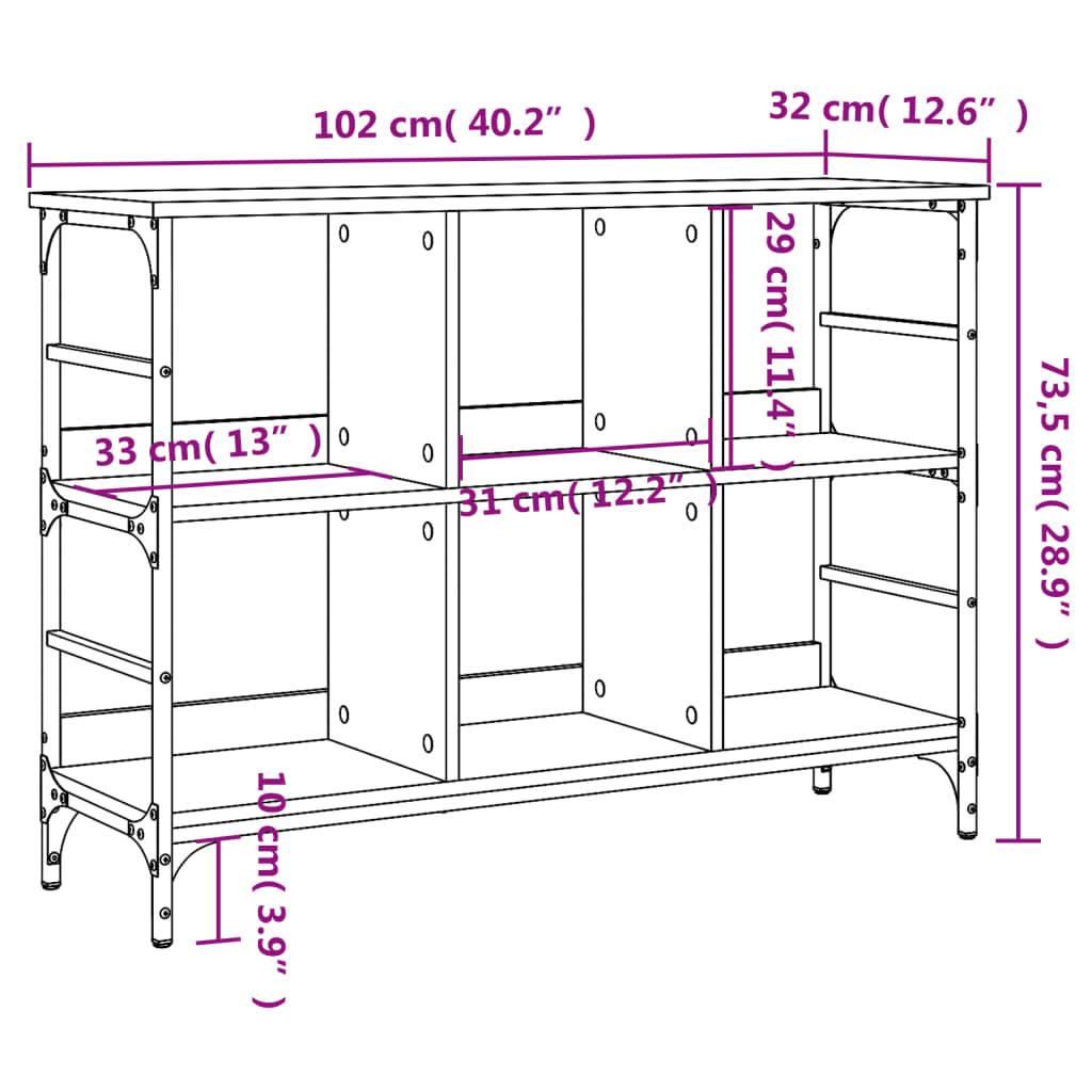 Komoda crna 102 x 32 x 73,5 cm od konstruiranog drva