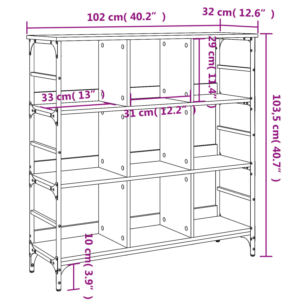 Komoda crna 102 x 32 x 103,5 cm od konstruiranog drva